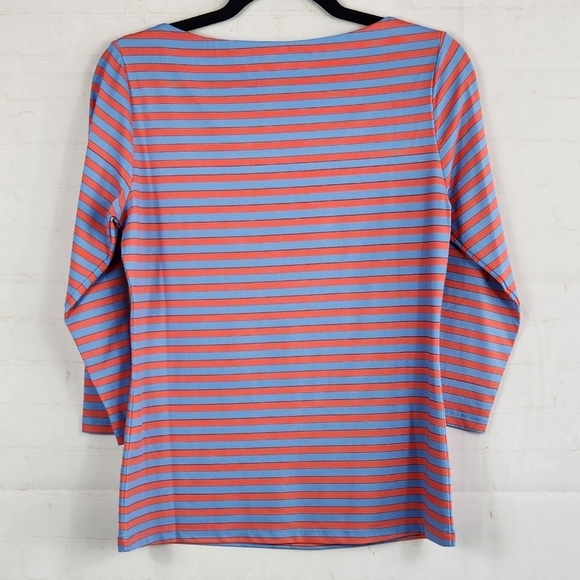 J.McLaughlin Catalina Cloth Wavesong 3/4 Sleeve Button Shoulder Top Stripe Small - Picture 4 of 9